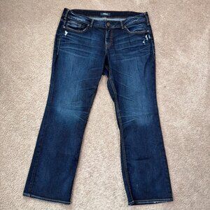 Silver Jeans Womens 31 Blue Dark Wash Stretch Denim Elyse Slim Boot Mid Rise